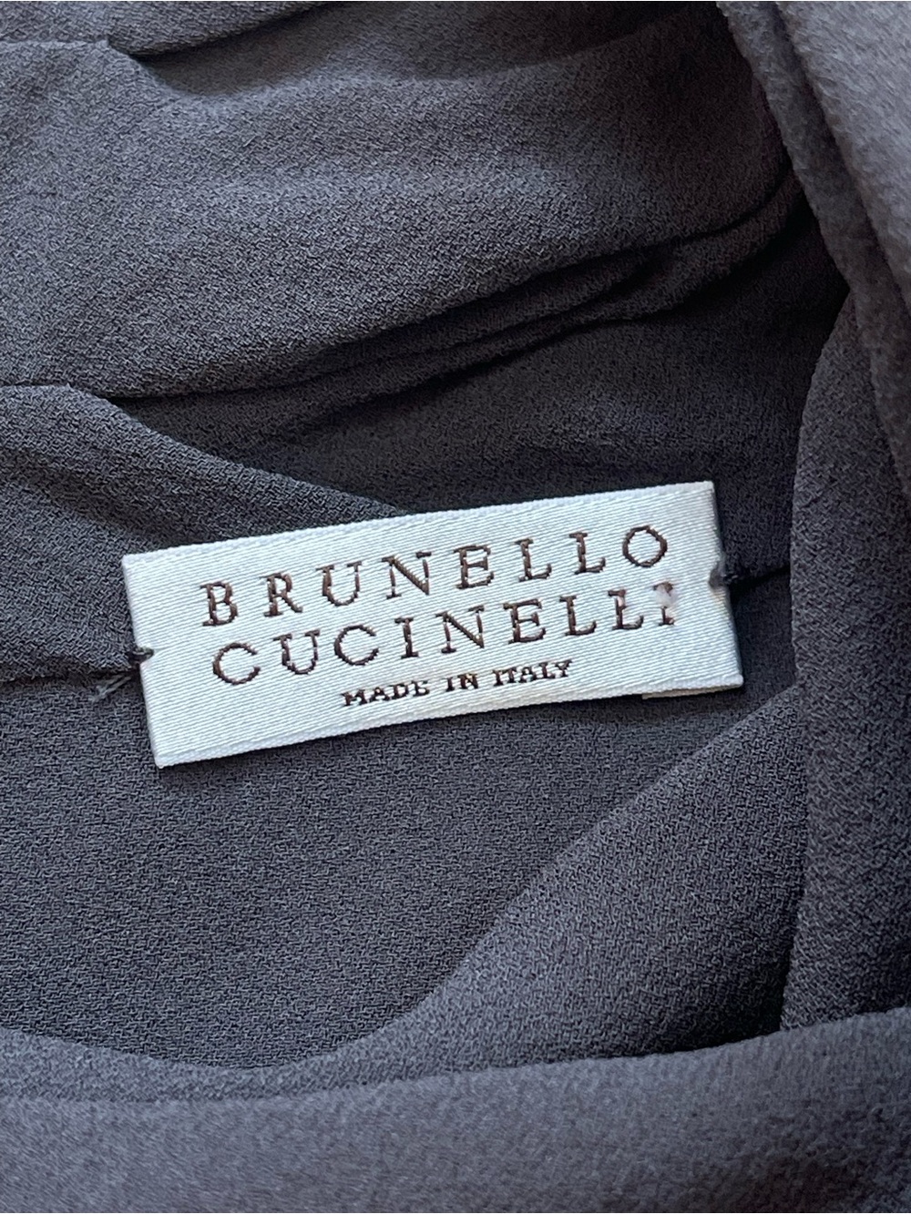 Brunello Cucinelli Draped Silk Mockneck Gray Cap Sleeve Monili Tunic Mini Dress - Picture 6 of 16